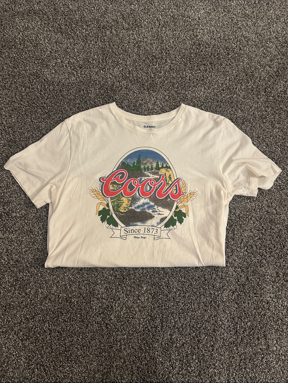 Old Navy Cream Graphic Tee with Red Coors Logo
